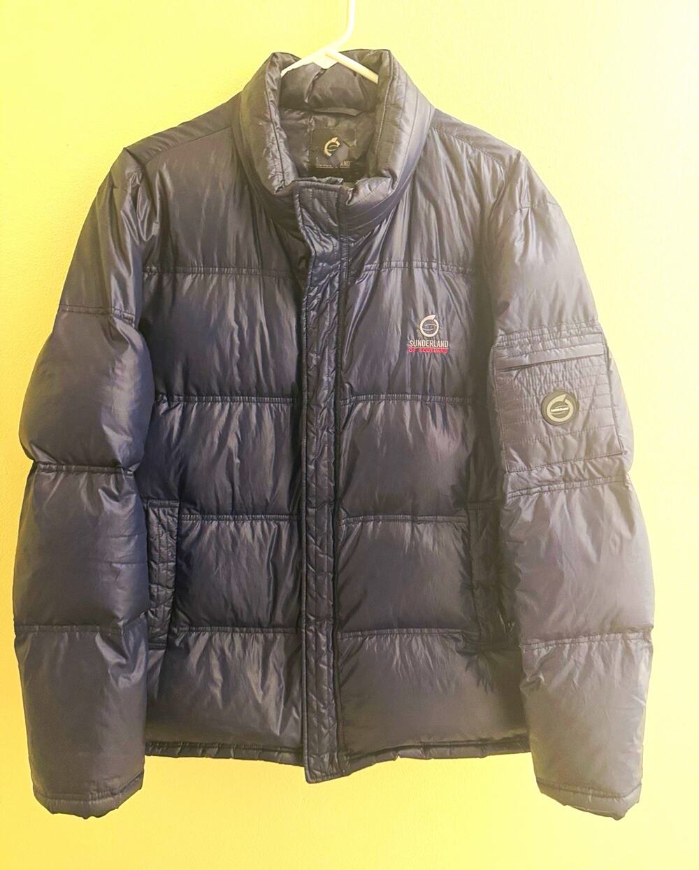 Sunderland of Scotland Men's Blue Puffer Jacket Polyester Zip Golf Logo